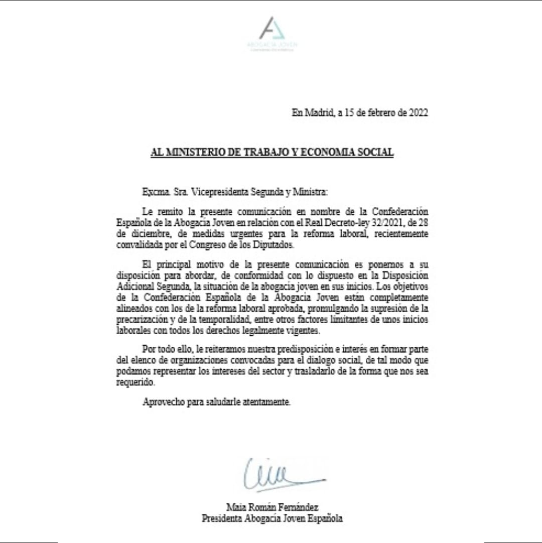 abogacia_joven's tweet photo. La abogacía joven española solicita a @empleogob participar en el proceso de elaboración del estatuto del becario para representar y reivindicar los intereses de nuestro colectivo.  
#AbogacíaJoven https://t.co/zqOdvscmBh