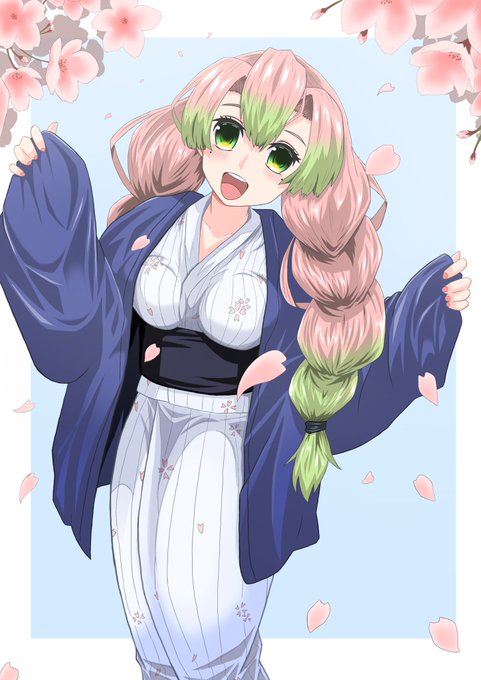 kskさんがTwitterに投稿した甘露寺蜜璃(鬼滅の刃)のイラスト。