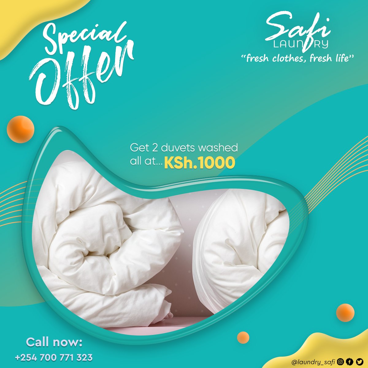 LaundrySafi's tweet photo. We have an offer!!

Your Duvet needs a wash?
We can help you. Just call we pick and deliver.
Or visit our shop and you will attended to.
Can't wait to serve you 🎊🎊
#LaundryDay #Drycleaning #Duvets #Washduvet #CleanClothes #Ariel #detergent #CleanAndFresh  #SafiLaundry https://t.co/UvQ0UTxqmL