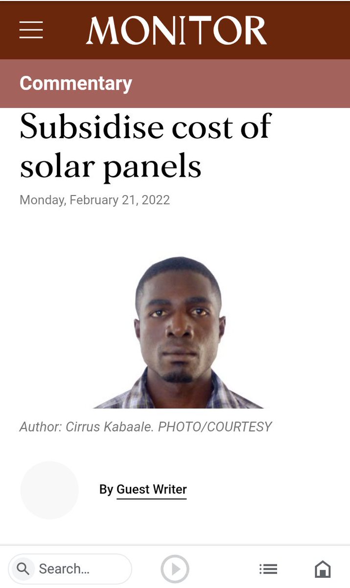 Subsidise cost of solar panels to combat the effects of climate change. You can read through the details of the article in Daily Monitor monitor.co.ug/uganda/oped/co…
