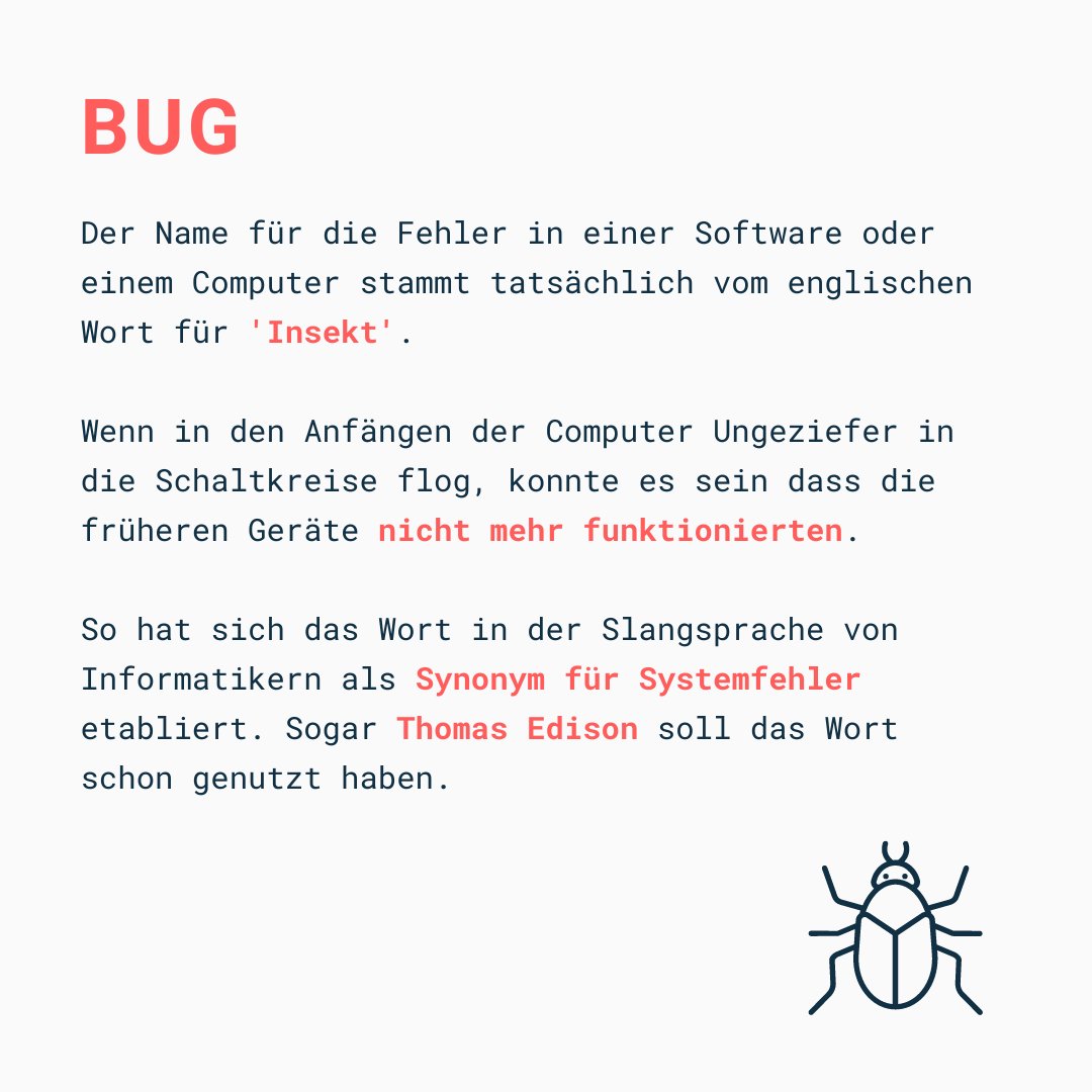 Codingschule's tweet photo. It's not a #bug, it's a feature 😉
#codingschule #software #funfact #funfacts #developer #cloud https://t.co/hLkUE4bwaz