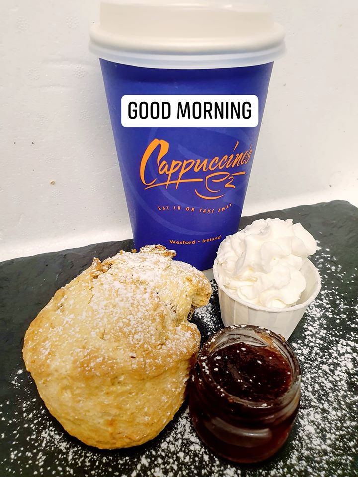 Coffee + Scone = Elevenses!! 😎😷😎 #Wexford #Cafe #TakeAway #IndoorDining
