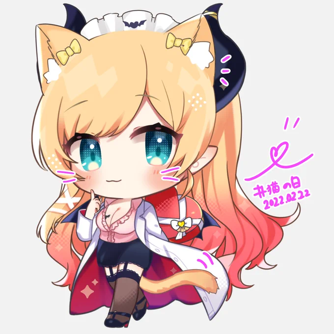猫の日記念✨こないだのイラストにはやしてみました～  #しょこらーと 