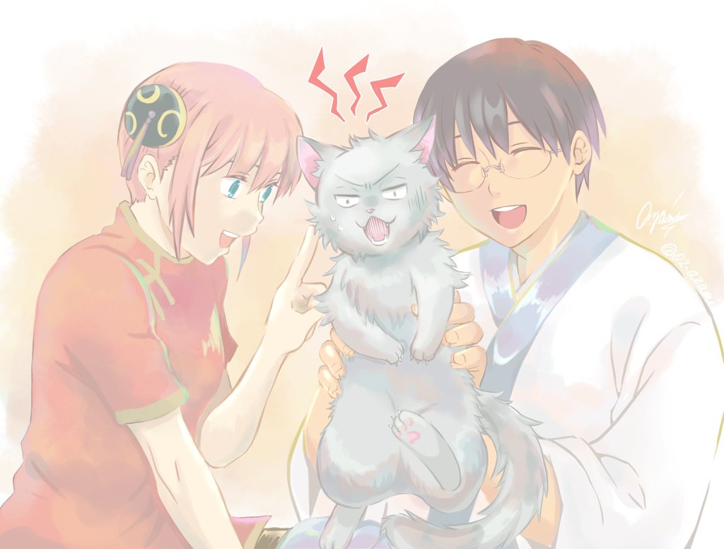 神楽(銀魂) 「猫の日だから過去の猫関連の絵を再掲。ホウイチ篇好き🐱✨ 」|あざみん@6/25🦅🥜原稿中のイラスト