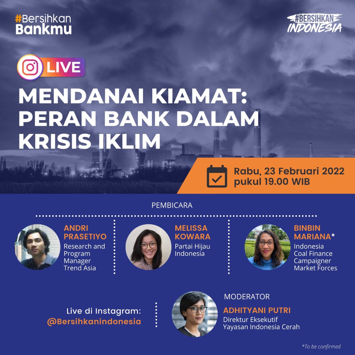 Besok!

Simak obrolan "bergizi" mengenai peran bank-bank di Indonesia dalam krisis iklim.