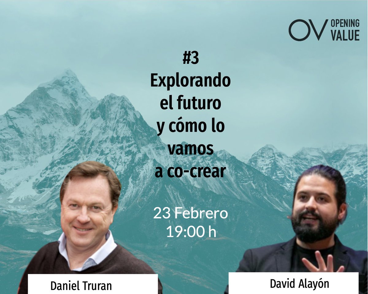 dtruran's tweet photo. Este miércoles (como todos los miércoles) a las 19:00 ven a disfrutar de una conversación, un LIVE explorando el #futuro y maneras de co-crearlo (en lugar de tan solo observarlo sin entender) #OPENINGVALUE con @DavidAlayon https://t.co/7D2J5lBUwX https://t.co/pm1DaLEfVo