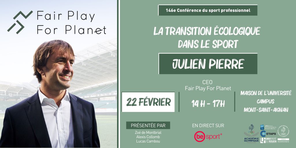 CONFÉRENCE EXCEPTIONNELLE 🙌🏻

JOUR J ! 
Nous vous attendons dès 14h à la Maison de l’Université pour la 146è CSP avec Julien Pierre sur le thème de la Transition Écologique dans le Sport🍃

👉🏻 linkedin.com/events/conf-re…