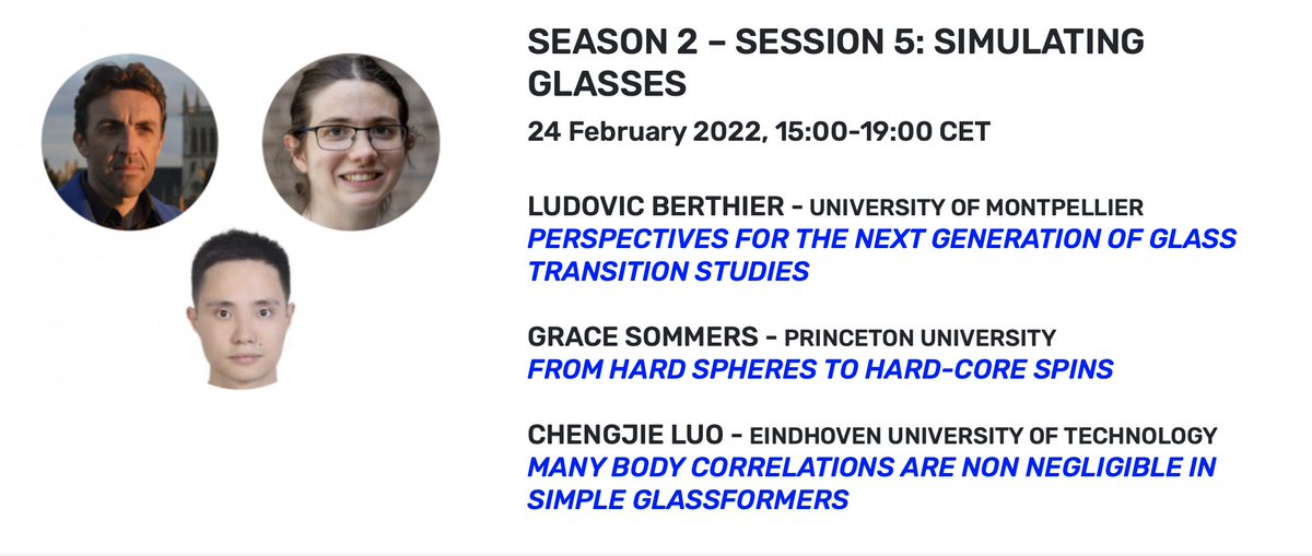 cecamEvents's tweet photo. Grace Sommers (@Princeton) &amp; Chengjie Luo (Eindhoven University of Technology) have been selected to present their work on #SimulatingGlasses at the 5th chapter of the #MixedGenS2 series !
Their seminars will follow Ludovic Berthier's talk this Thursday.
https://t.co/awuztqV2Z5 https://t.co/79065dnTz7