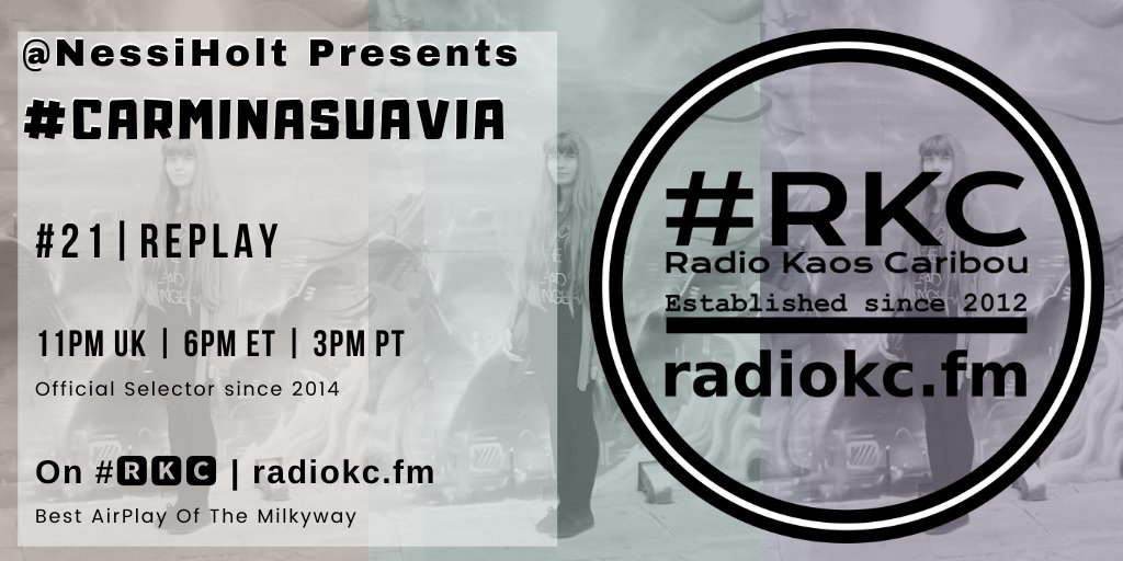 TODAY

🕚11PM UK⚪6PM ET⚪3PM PT

#carminasuavia #21 #REPLAY

by <a href="/NessiHolt/">NessiHolt</a>

⬇️Details⬇️
🌐 carpecarmina.blogspot.com

📻#🆁🅺🅲 feat. &amp; closing w/

<a href="/katienicholasuk/">Katie Nicholas</a> | <a href="/CalRuddyMusic/">Follow @Cal_Ruddy</a> | <a href="/THEROGUENETWORK/">The Rogue Network</a> | @greencircles74 | <a href="/Iam_Officer/">Officer</a> | <a href="/ististmusic/">IST IST</a> | <a href="/Forever_Cult/">Forever Cult</a> | <a href="/PeurOfficial/">Peur</a>
