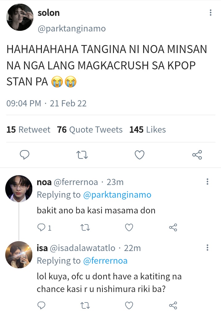INT0NRK's tweet photo. a #sunki au wherein..

shion(sn) is a kpop stan. noa(rk) is a kpop hater. but one day noa got interested on shion and he found out na kpop stan pala ito kaya he created a stan account for him to get closer and get to know shion well. https://t.co/2jGSZptMDK