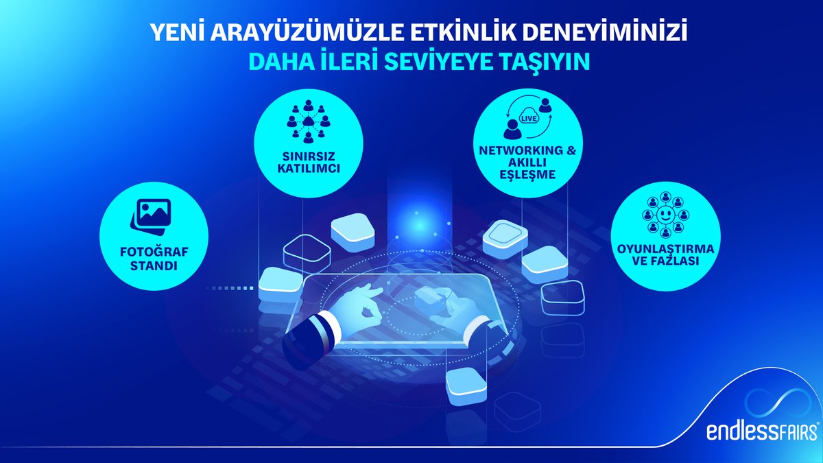 endlessfairs_tr's tweet photo. Her geçen gün kullanıcı deneyimini daha da iyileştirmek için eklenen özelliklerimizle sizlere daha iyi hizmet sunmak için çalışıyoruz.

Platformumuzda artık grup video arama, networking ve fotostant özelliklerimiz eklendi!

#endlessfairs #sanalfuar #sanaletkinlik #hibritetkinlik https://t.co/lTJjdBjrwA
