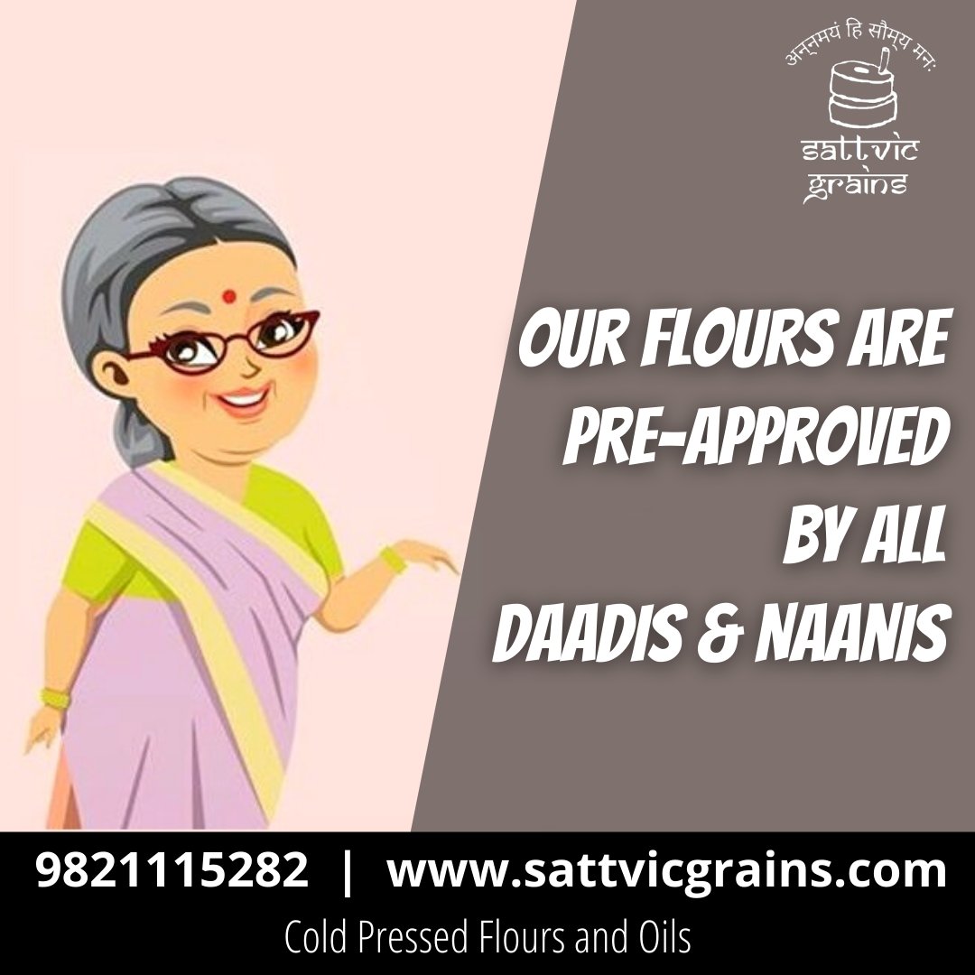 SattvicG's tweet photo. Our manufacturing methods are Tried, Tested, Approved, and Certified by all the previous generations. And it still passes the test of time. 
.
.
.
#ColdPressedFlour #ColdPressedAata #SattvicGrains #Multigrain #Aata #StoneMilled #FreeHomeDelivery #Faridabad #TraditionalFood #Vedic https://t.co/Rrmfa3XjM9