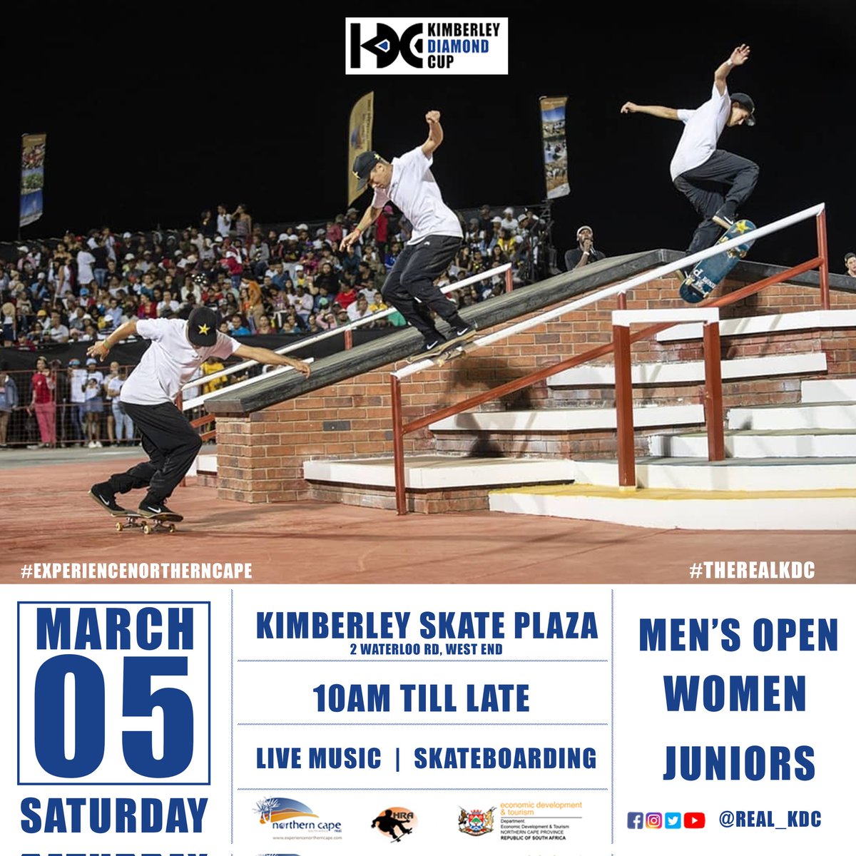 Real_KDC's tweet photo. We're just about a week away from the Kimberley Diamond Cup Street Skateboarding Contest. 5th of March 2022 is the date! 
#TheRealKDC #ExperienceNorthernCape https://t.co/ZmqrLFWEKG