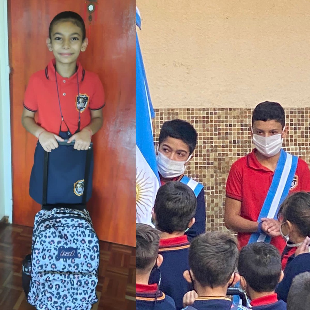 #alcoleconTn ayer en su primer día de clases, Cata en 3’ grado y el escolta Santy en 7 terminando la primaria. Mucho éxitos en este año escolar les desea el #EmporioDaguer😉. Los queremos ❤️💕