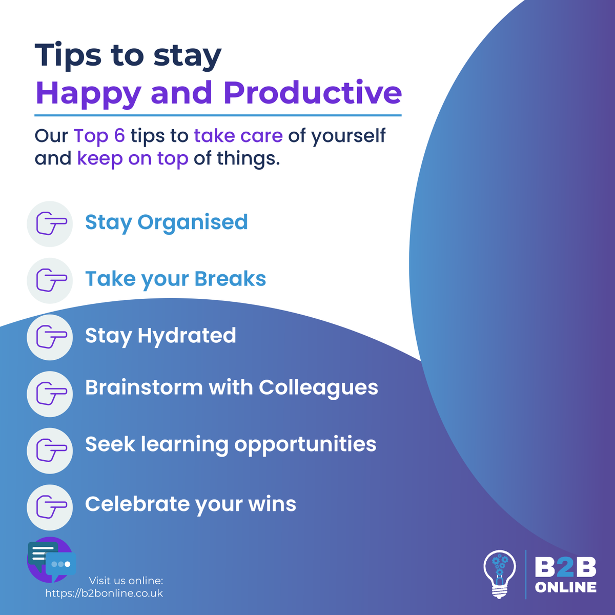 b2bonline_uk's tweet photo. Here’s some of our Tuesday top tips for the week ahead to help you stay happy and productive in the office.

Have a great week!

#Innovation #BusinessProgression #BusinessContracts https://t.co/prnKiNbOop