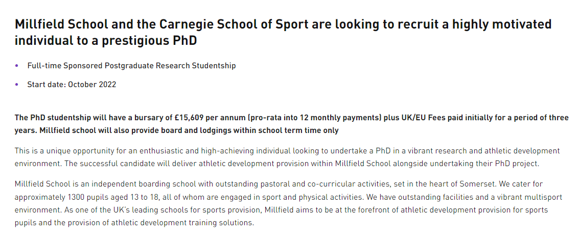ktconditioning's tweet photo. Very excited to be recruiting a PhD Studentship in collaboration @MillfieldSport @MillfieldSenior @MillfieldISW 
 
Development of Athleticism in School Sport: Developing Physically Competent &amp; Confident Young People

Start Date: Sept 2022
 
Project info 👇
https://t.co/fBIeP509aM https://t.co/BZm93N3QXT