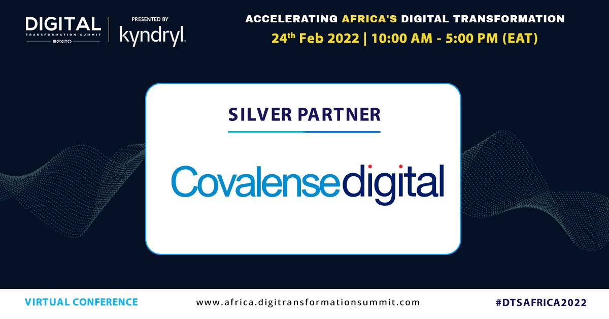 ExitoEvents's tweet photo. We are delighted to announce @Covalensedigi as a Silver Partner at the 10th Edition - Digital Transformation Summit Africa Presented by @Kyndryl.

Website: https://t.co/IwzNwtQJHA
Register now: https://t.co/PQ5o5XmtbZ

#exito #DTSAfrica2022 #digitaltransformation #virtualevent https://t.co/pL1Z9gDtSb