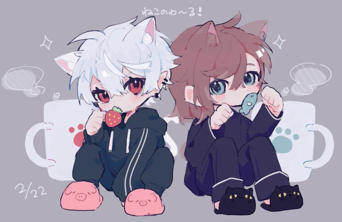 #くろのあとりえ  #かな絵  #KuzuArt
ネコの日~! 