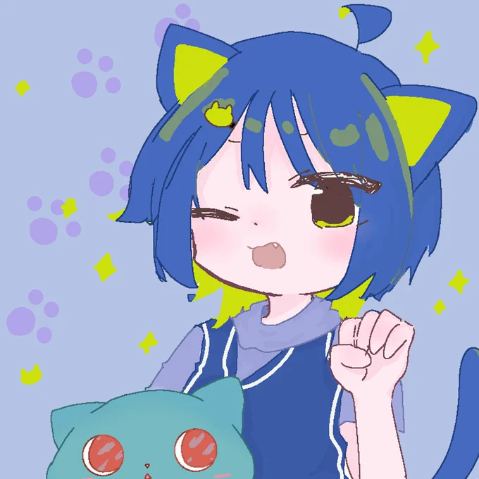 ジャナにらちゃん #猫の日 #ねこの日 #にゃんにゃんにゃんの日 #ずとまよファンアート #猫リセット #一日一絵