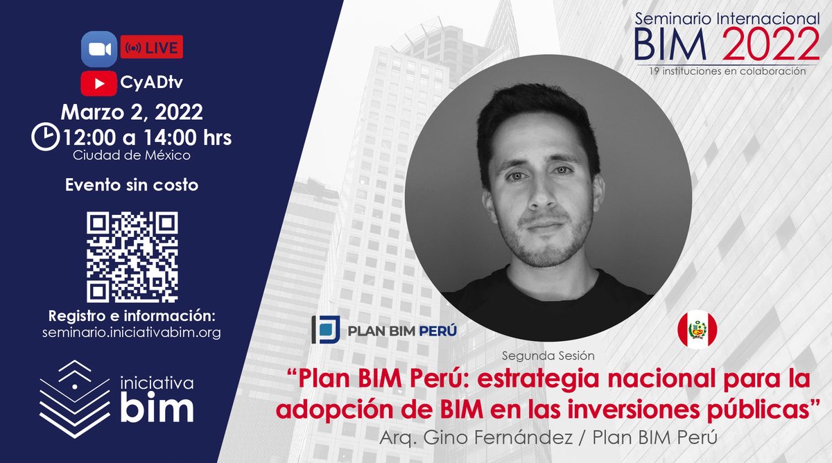 BIMAcademyES's tweet photo. 📅 2 de marzo nueva sesión de  Seminario Internacional BIM organizado por #iniciativaBIM. 

La sesión va a cargo de Arq. Gino Fernández, Coordinador del Equipo de #PlanBIMPeru

⌚ 12h-14h (México)

➡️Para la inscripción: https://t.co/tWD3K9gmPv

cc/ @moi6balv https://t.co/5eMYjLpQpl