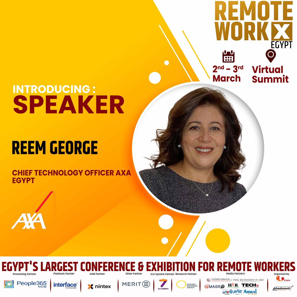 remote_workx's tweet photo. UCON Media Concepts and People365 are happy to present Ms Reem George as a Speaker for our Virtual Conference and Exhibition "Remote Workx Egypt"! For Registrations: https://t.co/xkfwycpg6d
#RemoteWorkx  #wfh #remoteworks #remotework #technology #cybersecurity #Humanresources https://t.co/jufshXW3bc