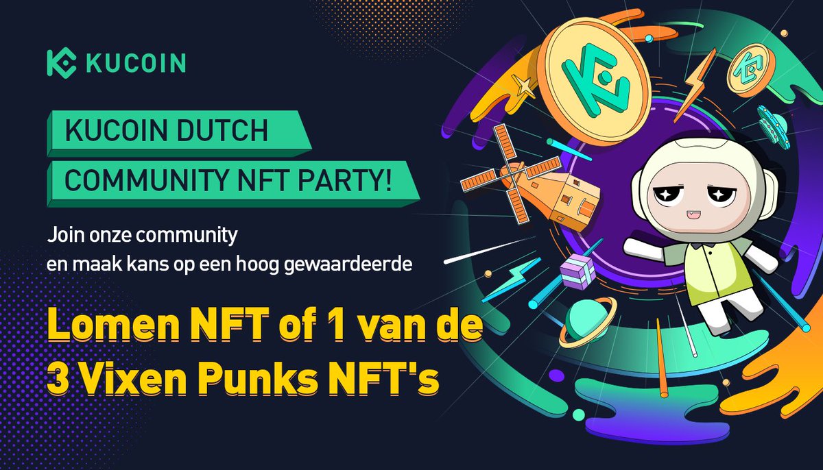 Join onze community en maak kans op een hooggewaardeerde Lomen NFT of een Vixen Punks NFT. 

1: Join: t.me/KuCoin_Dutch
2: Volg: Twitter.com/@KuCoinDutch
3: Retweet deze tweet
4: Vul dit in : forms.gle/J93S97MQLhcFM6…

Alle details: t.me/KuCoin_Dutch_N…