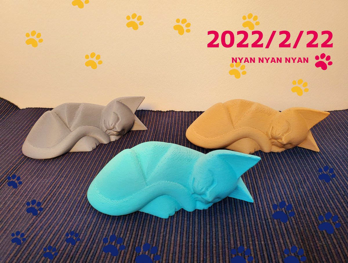 sunstella_3d's tweet image. 今日2022年2月22日は「猫の日」♪
PolyTerra PLAでネコを作ってみました！

🐱🐱

#PolyTerra
#猫の日 
#3Dプリンター 
#3dmodeling 
#Polymaker
#サンステラ