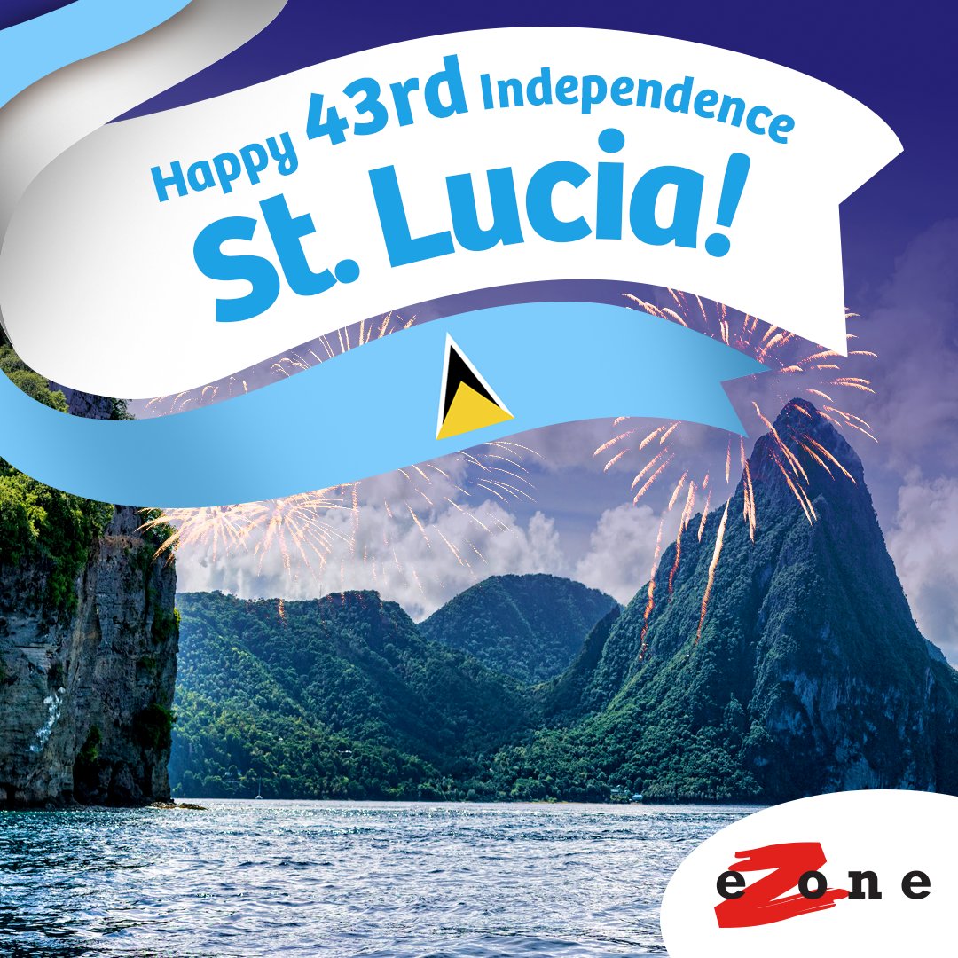 EZoneLimited's tweet photo. From all of us at #eZone, we wish you a Happy Independence Day St. Lucia! 🇱🇨 https://t.co/q1I08NZpCv