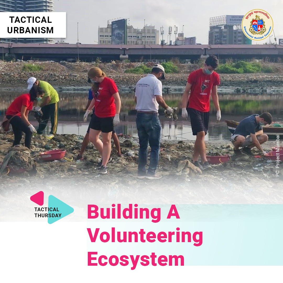 TacticalMumbai's tweet photo. #TacticalThursdayTopic | Building a Volunteering Ecosystem
Together, we can make a big difference.
A successful urban project requires community contact and engagement. To know how you can contribute stay tuned for this week’s #TacticalThursday discussion.
#TacticalUrbanism https://t.co/kcUQL23BiU