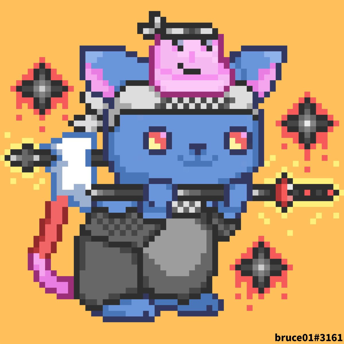 IOSPZ3's tweet photo. #WarKittens  This is my Japanese ninja cat.  I like to play  Japanese video games since childhood, and I am also very interested in Japanese culture.  When I saw @0xWarKittens , I was immediately attracted . So I combined the Japanese ninja image with our cat! https://t.co/gcLJzkiNKT