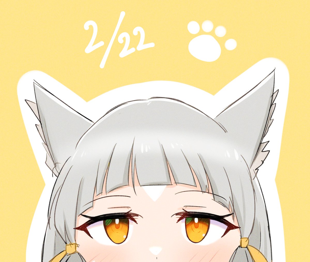 nia (xenoblade) 1girl animal ears solo grey hair cat ears yellow eyes bangs  illustration images