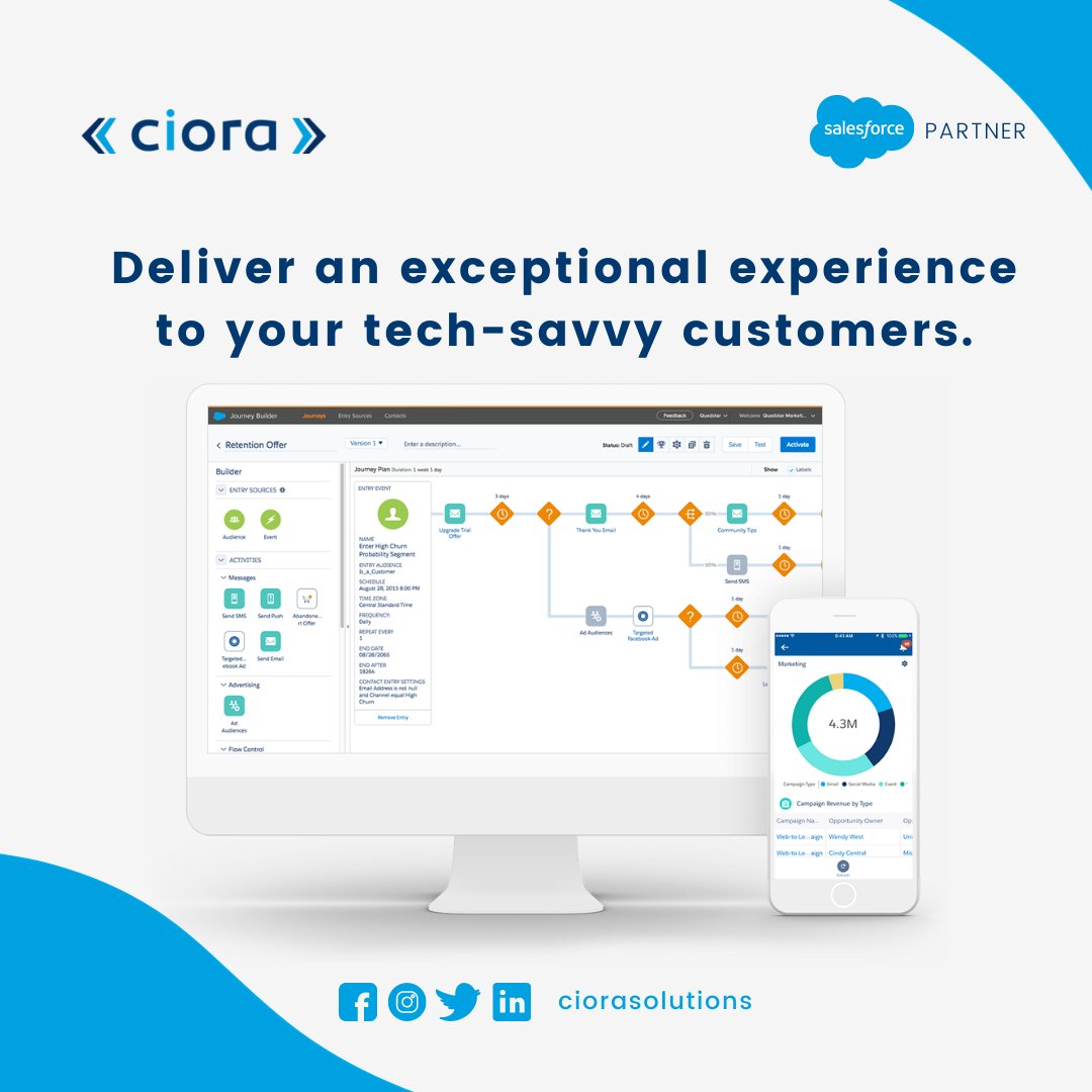 ciora_solutions's tweet photo. Connect with customers by leveraging social, mobile, cloud, and analytics technologies. Salesforce enables marketing managers, sales representatives, and customer service representatives to develop relationships with consumers by engaging them wherever they are, on any device. https://t.co/l1d9R5kDHo