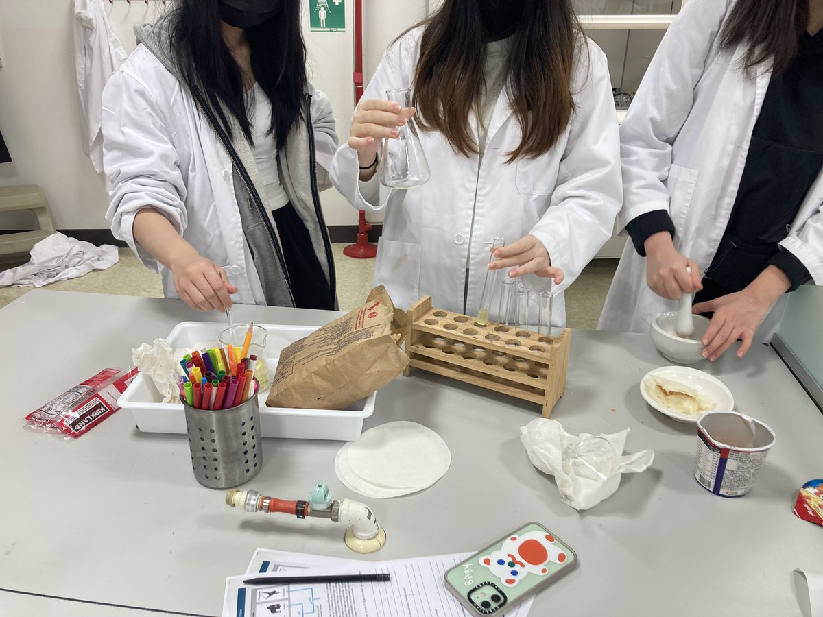 In #BiologyClass we asked “what’s in our food?” This was a fun way to introduce the idea of #biomolecules and build on students prior knowledge. We used some simple tests from the #GCSEscience labs to design this investigation. #ScienceLab #BHAScience #MYPScience