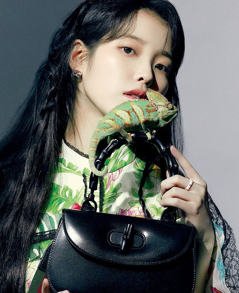 babiejieun's tweet photo. so IU was holding a real chameleon here?! https://t.co/B0sU1Ay6HT