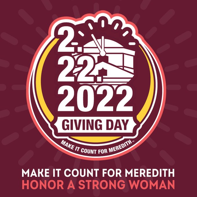 theteachermama's tweet photo. Today I made it count for my alma mater @MeredithCollege! I give in honor of my two grandmothers who did not have the opportunity to attend college but believed in me and supported me along the way. I am #MEREDITHSTRONG because of the strong women in my life! https://t.co/f9d4dRPqP0