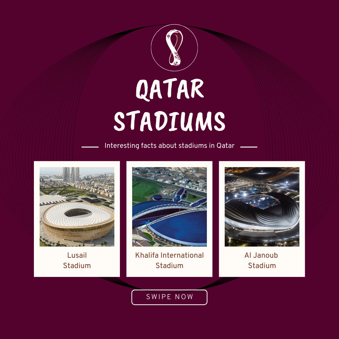 WC_trivia's tweet photo. Lusail Stadium, Khalifa International Stadium, Al Janoub Stadium

@WC_trivia 

#qatar #qatar2022 #qatarlifestyle #qatartravel #beautifulofqatar #qatartourism #qataruniqueness #qatardaily #travelblogger #qatardestination #qatarholidays #exploreqatar #qatarstadium https://t.co/ZdmPEAEyvl