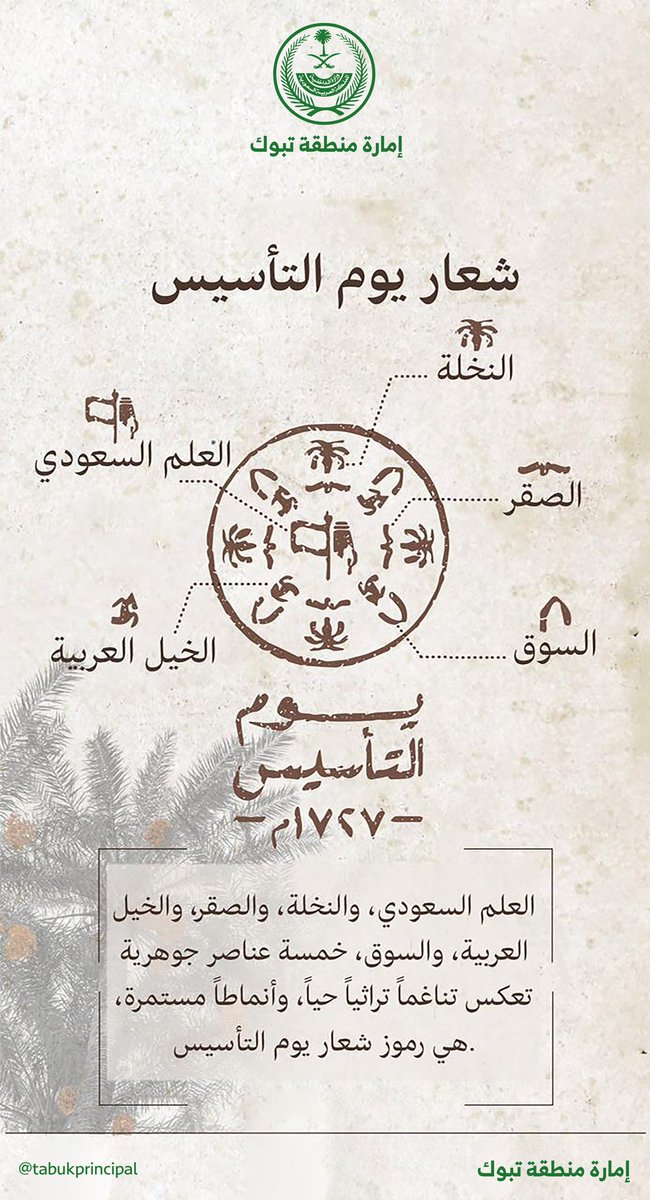 TabukPrincipal's tweet photo. في #يوم_التأسيس  الأصالة والتراث الحي  في مكونات أنماطنا المستمرة في حياتنا بهذا الوطن المبارك. https://t.co/5unUqcWkK6