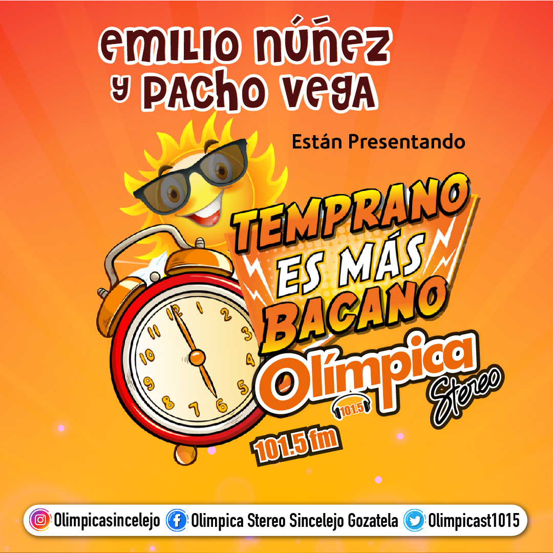 Estamos al aire en Temprano es más Bacano, ¿desde dónde nos escuchas? déjanos tu comentario para saludarte.
Feliz martes.
<a href="/emilidecolombia/">Emilio Núñez</a>  <a href="/PachoVegaP/">pacho Vega</a> 

#tempranoesmasbacano #tempranoesmásbacano #olimpicastereo #yoescuchoolimpicastereo #sincelejo