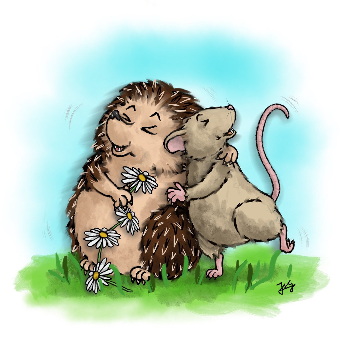 YewTreeTales's tweet photo. ✏️💥 A new design, featuring perhaps the cutest BFFs from my storybooks, Hedgehog and Mouse! 🦔🐭

This one really makes me smile! I’m proud of it too, as my first proper attempt at fancy writing for its slogan .. took aaaages to neaten up the text! 🙈

#yytthedgehog #hedgehog https://t.co/XU1kfBopk7