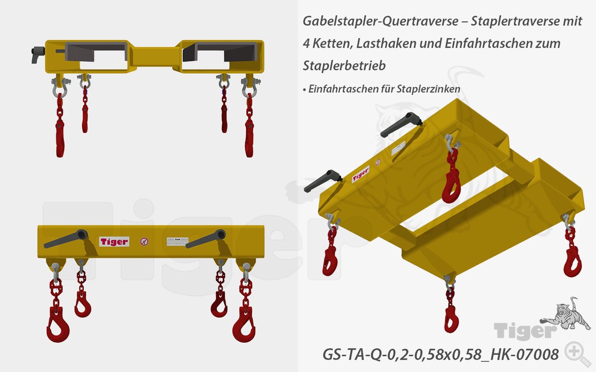 #Gabelstapler-#Quertraverse – #Staplertraverse mit 4 Ketten, Lasthaken und Einfahrtaschen zum Staplerbetrieb
 
• Einfahrtaschen für Staplerzinken

tiger-lastaufnahmemittel.de/1024/sonder-la…