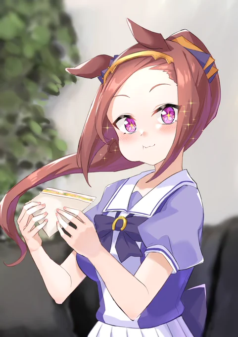 …!!(トレーナーさん!このサンドイッチ、バクシン的美味しさです!!!)
#ウマ娘 #サクラバクシンオー 