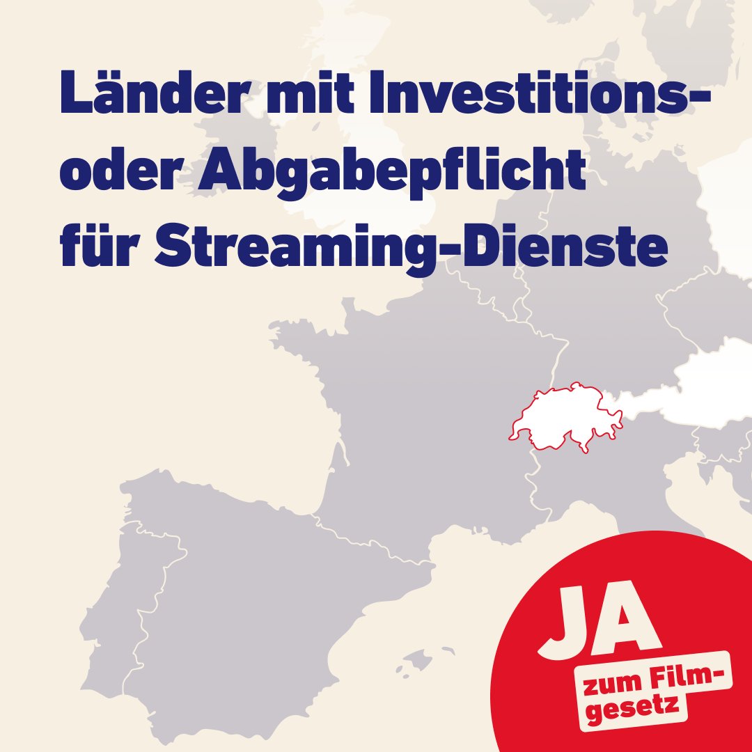 filmgesetzja's tweet photo. 🌎  Fast alle Länder in Europa haben bereits eine Investitionspflicht für Anbieter:innen von Filmen und Serien. Dadurch hat die Schweiz aktuell im internationalen Wettbewerb einen grossen Nachteil. 
👉 Deshalb: JA zum Filmgesetz am 15. Mai 
#CHvote #Abst21 #LexNetflix https://t.co/fxHUcz1viE