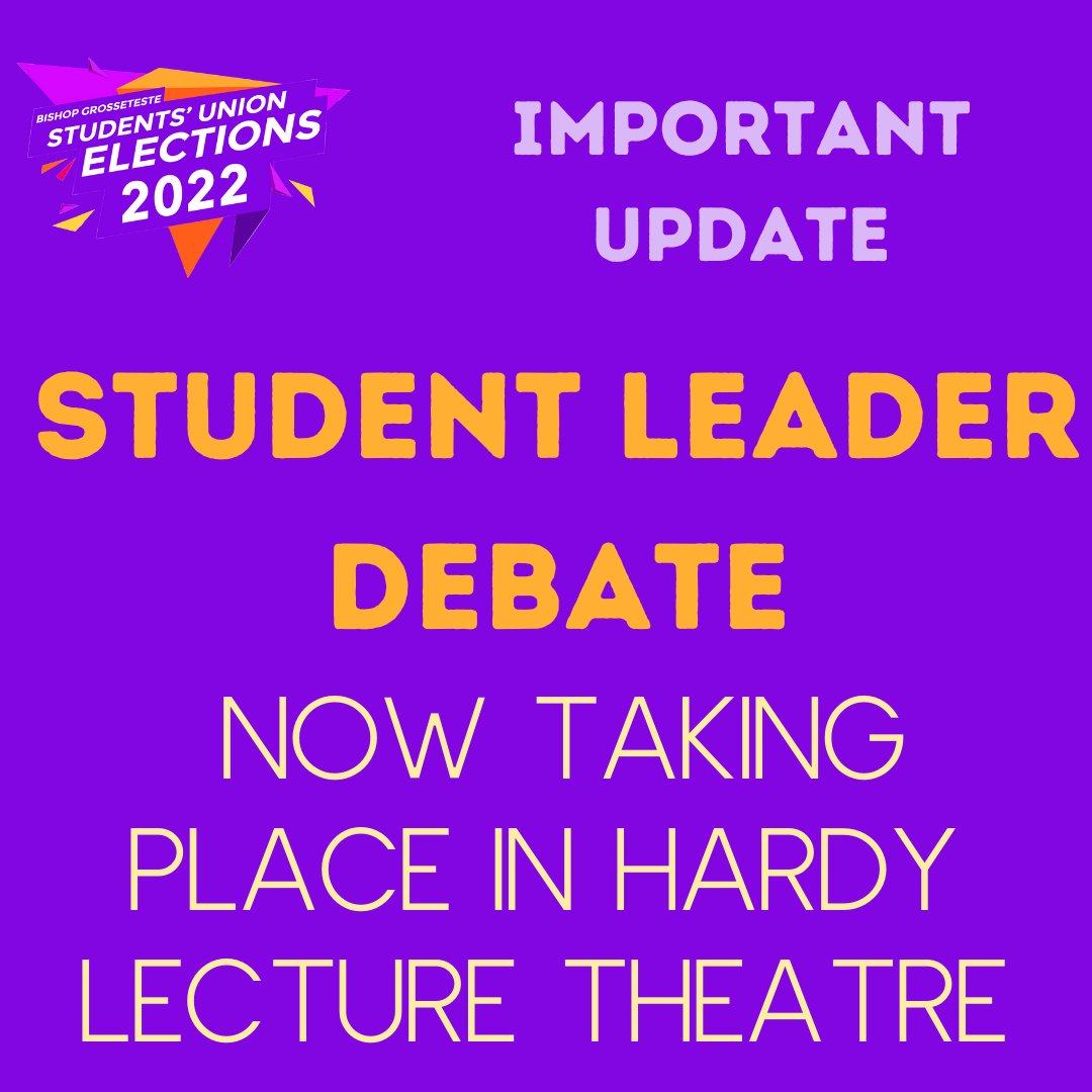 📣 Room change!

Tonight's debate will now be taking place in Hardy Lecture Theatre,  starting at 6PM

This is a great way to meet the candidates and have a listen to what they stand for!