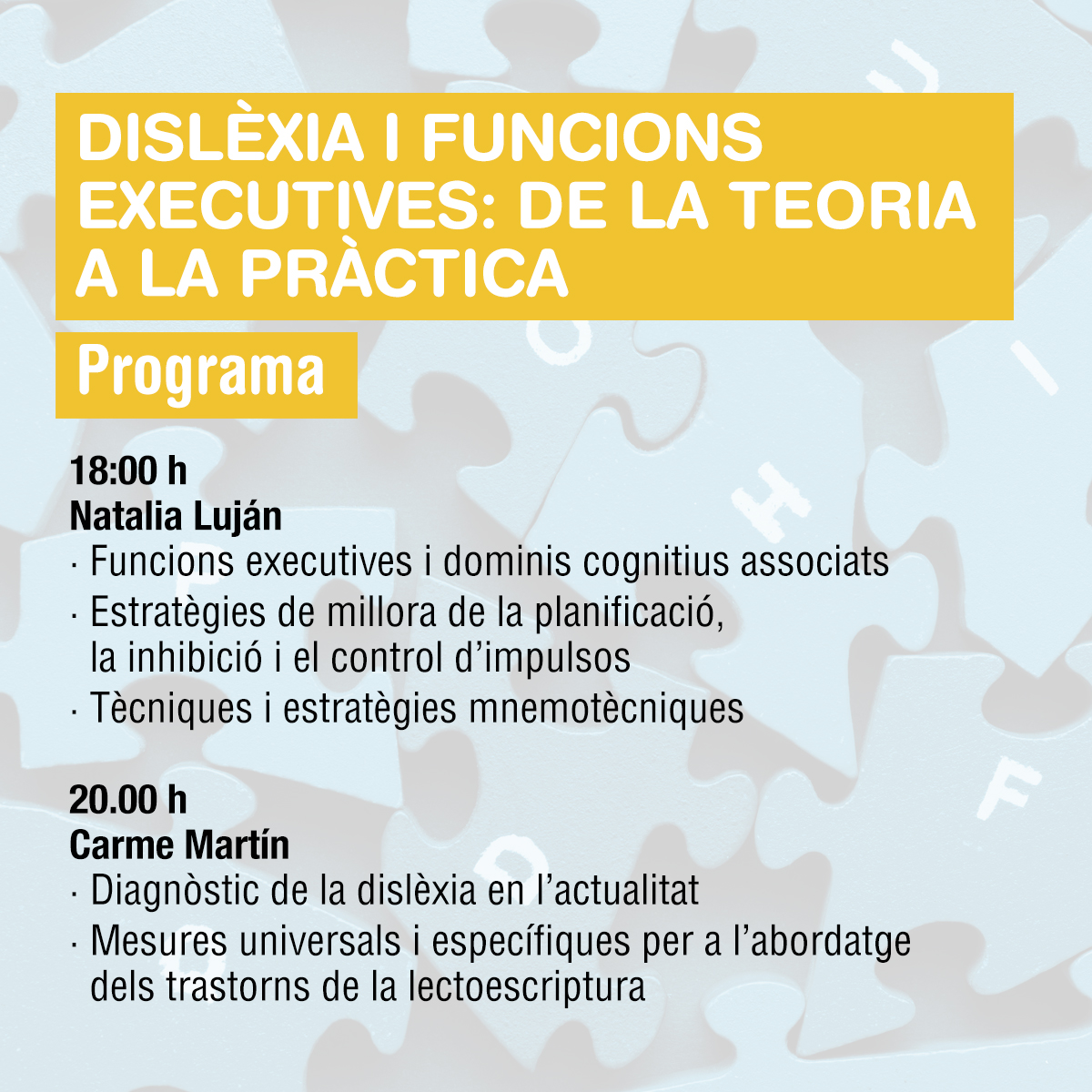 IceUdl's tweet photo. 📣 Jornada en línia: "Dislèxia i funcions executives: de la teoria a la pràctica"

📅 3 de març de 2022
ℹ Organitza: Equip ICE Dislèxia
💻 Virtual
Més informació i inscripcions ➡️  https://t.co/Yl75UV7b86

🌐 https://t.co/NrudBMZTc5 https://t.co/pVoxytIfMb