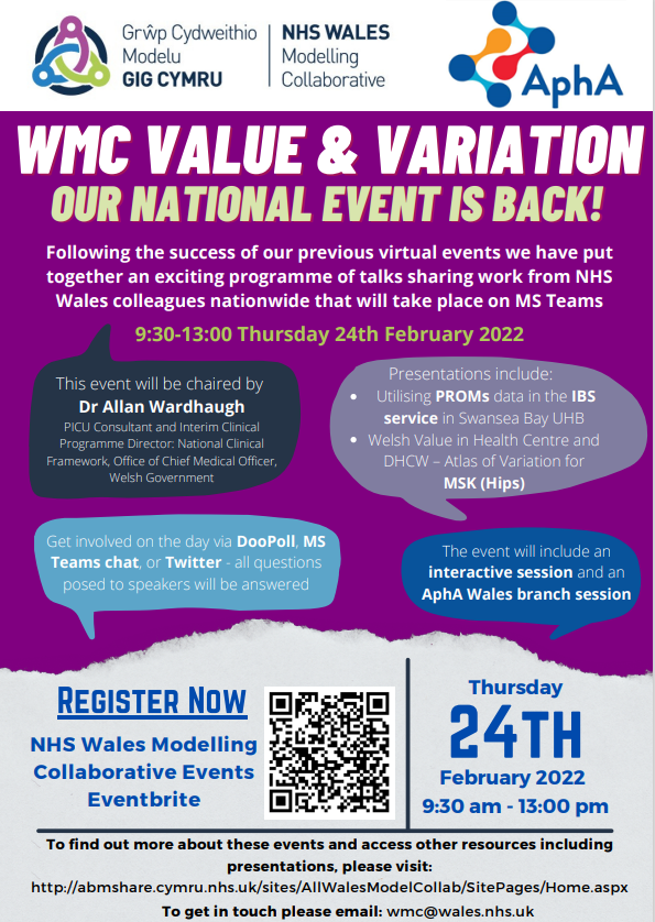 We are back! This Thursday we will be hosting the Value &amp; Variation national event.
Following the success of our previous virtual events we have put together an exciting programme of talks sharing work from NHSWales colleagues nationwide that will take place on MS Teams.
#WMC2022