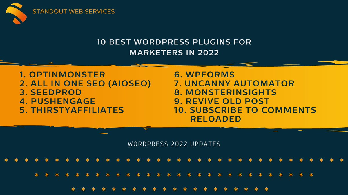StandoutWS's tweet photo. Standout Web Services will help you unlock your true potential

—> Click to learn more about WordPress https://t.co/0acmWl64l4

Standout Web Services offer full range of digital marketing services. You can save time and money by hiring Standout Web Services proven team of experts https://t.co/lRDw8dFcBs