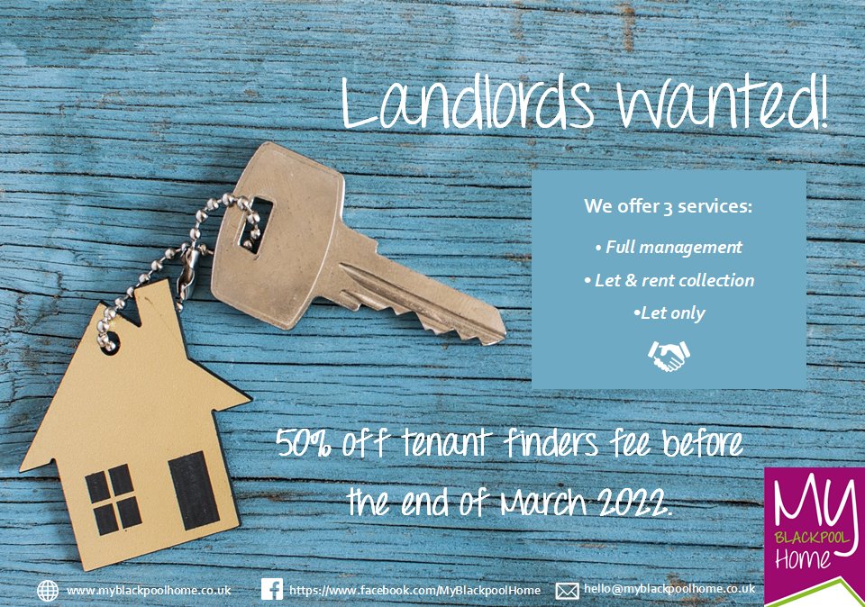 Attention all Landlords! 🏡🔑
We have an offer on for February and March! For further details please ring the office on 01253 477 222. Please see our property standards at myblackpoolhome.co.uk/landlords/prop…
