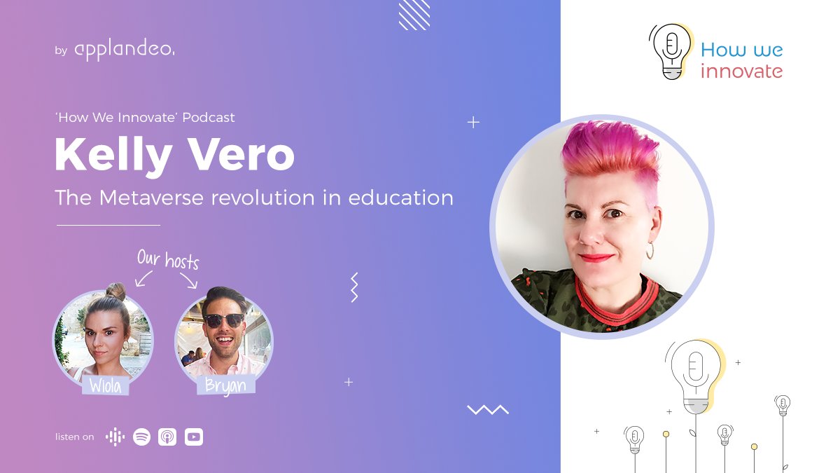 applandeo's tweet photo. The next episode of our 'How We Innovate' podcast is live! Listen now to hear about the metaverse revolution in education - thanks to Kelly Vero @electricgeisha from @aequaland! 🚀 https://t.co/tuTIUnMRnZ 

#metaverse #podcast #edtech #education #howweinnovate https://t.co/Fc6NWlr6Rt