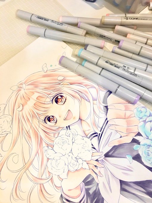 PCのフォルダ整理してたら塗り途中の画像みつけた〜🎨
確かイベント前にアップしようとしたけどネタバレになるからやめた気がする🙄?
塗ってる最中はコピック散らかしまくるタイプです笑 