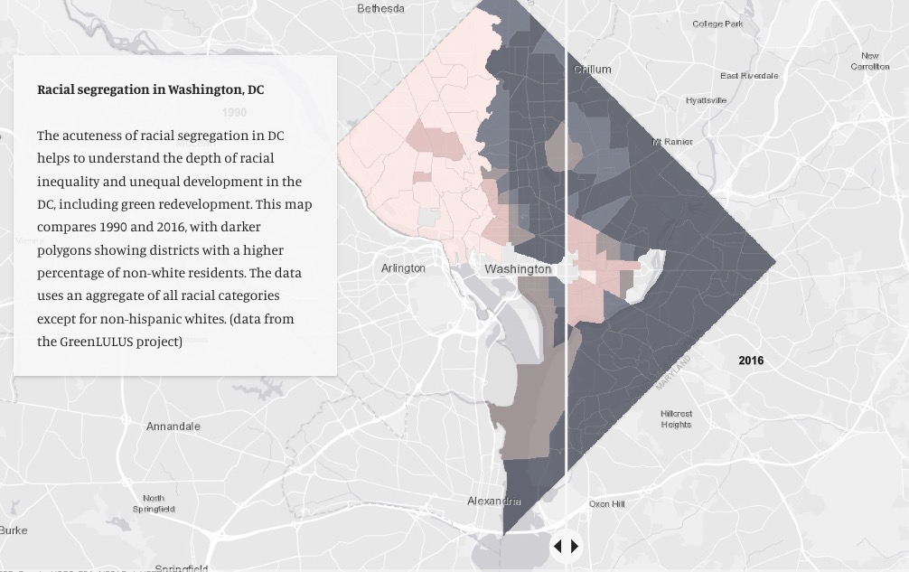 bcnuej's tweet photo. 🔎🗺️🏙️Explore our @ArcGISStoryMaps and timelines showing how #greengentrification and racial segregation have impacted #Anacostia in #WashingtonDC #mapping #cities 👇https://t.co/rpxKC3WJmY https://t.co/F6GyY1lG9V